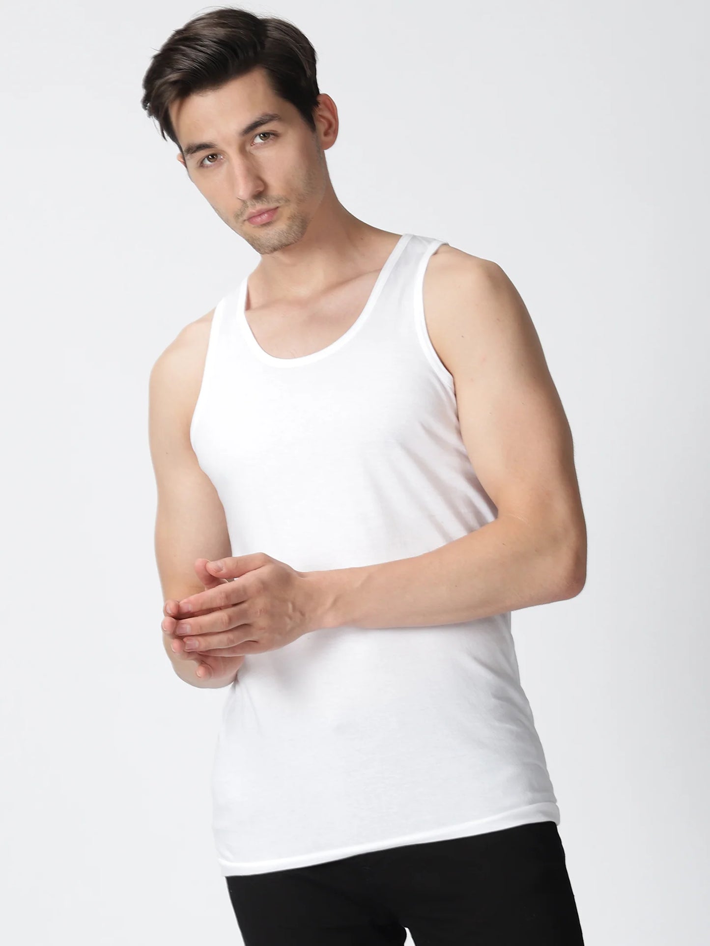 White Cotton Banyan for Men & Boys – Sleeveless Vest (Pack of 3) | Comfortable Gym, Casual & Daily Wear – Sizes S, M, L, XL | Drape Mart