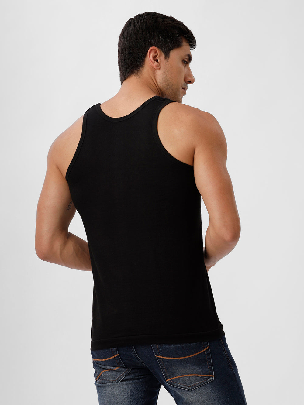 Black Cotton Banyan for Men & Boys – Sleeveless Vest | Comfortable Gym, Casual & Daily Wear – Drape Mart