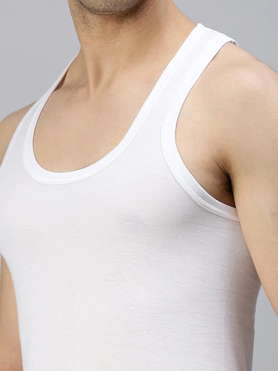 White Cotton Banyan for Men & Boys – Sleeveless Vest (Pack of 3) | Comfortable Gym, Casual & Daily Wear – Sizes S, M, L, XL | Drape Mart