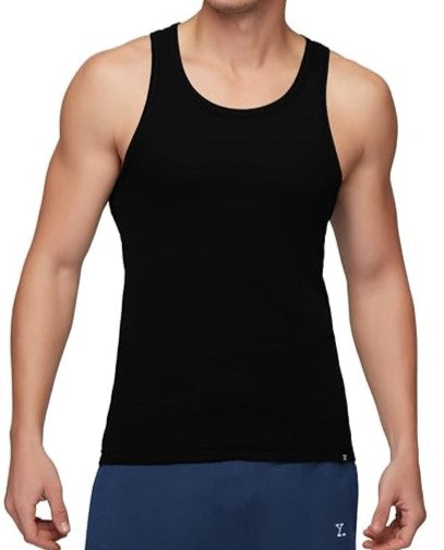 Black Cotton Banyan for Men & Boys – Sleeveless Vest | Comfortable Gym, Casual & Daily Wear – Drape Mart