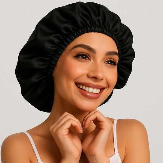 Silk Satin Hair Bonnet Cap – Reversible Double Layer Sleep Cap Adjustable for Hair Protection