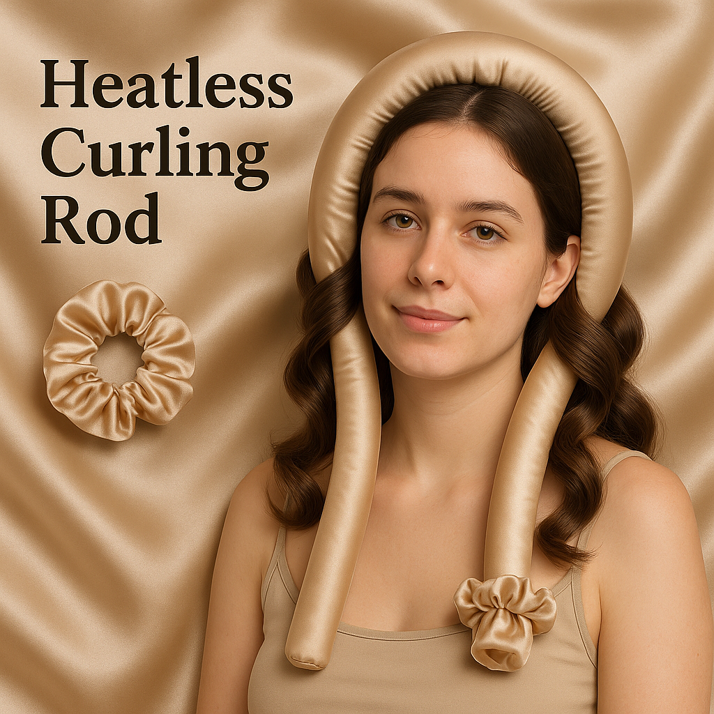 Heatless Curling Rod with Satin Scrunchies – No Heat Overnight Hair Curler