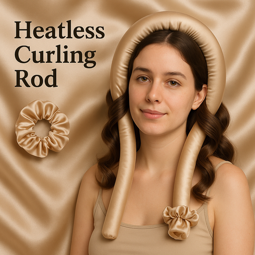 Heatless Curling Rod with Satin Scrunchies – No Heat Overnight Hair Curler