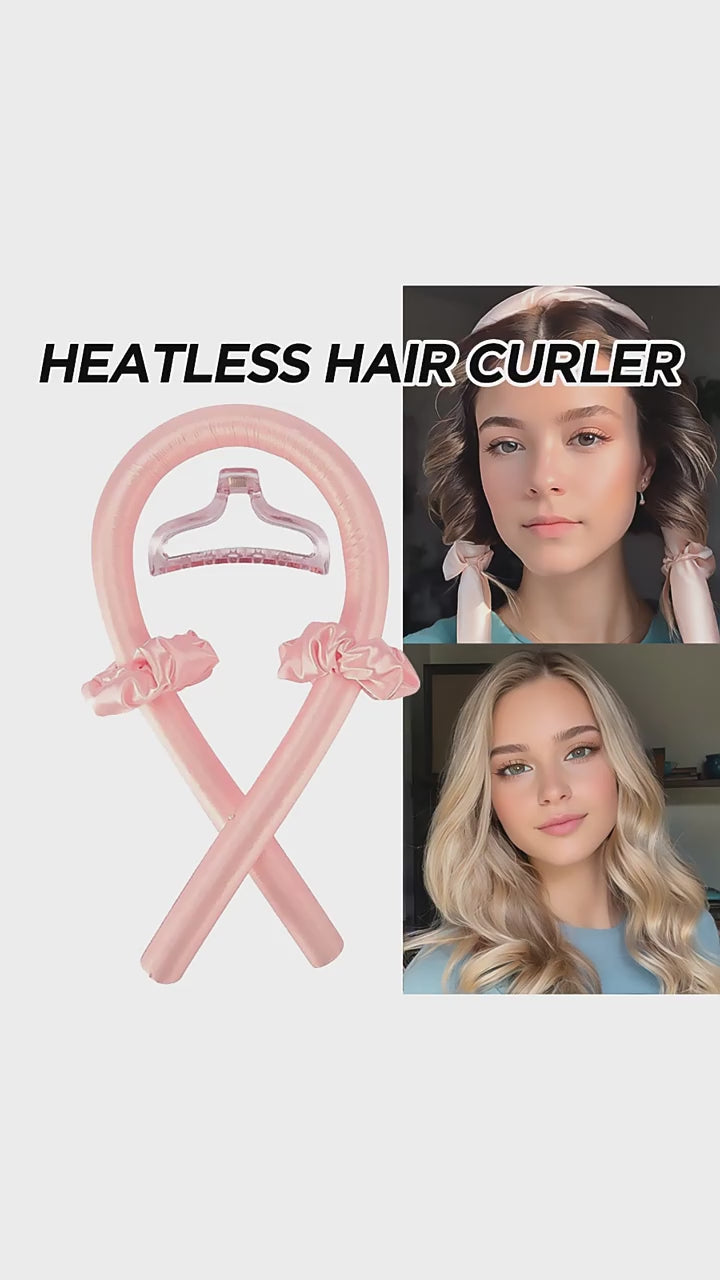 Heatless Curling Rod with Satin Scrunchies – No Heat Overnight Hair Curler